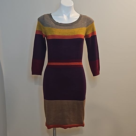 Ann Taylor Loft Purple Multicolor Long Sleeve Sweater Dress - Picture 1 of 7
